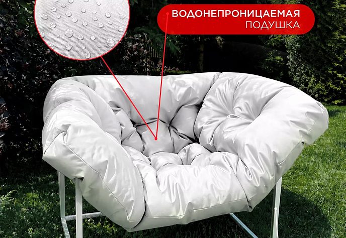 Пуфик под ноги уличный оксфорд коричневый, белый, фото 8